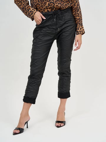 Wet Look Jogger Pant Black La Strada