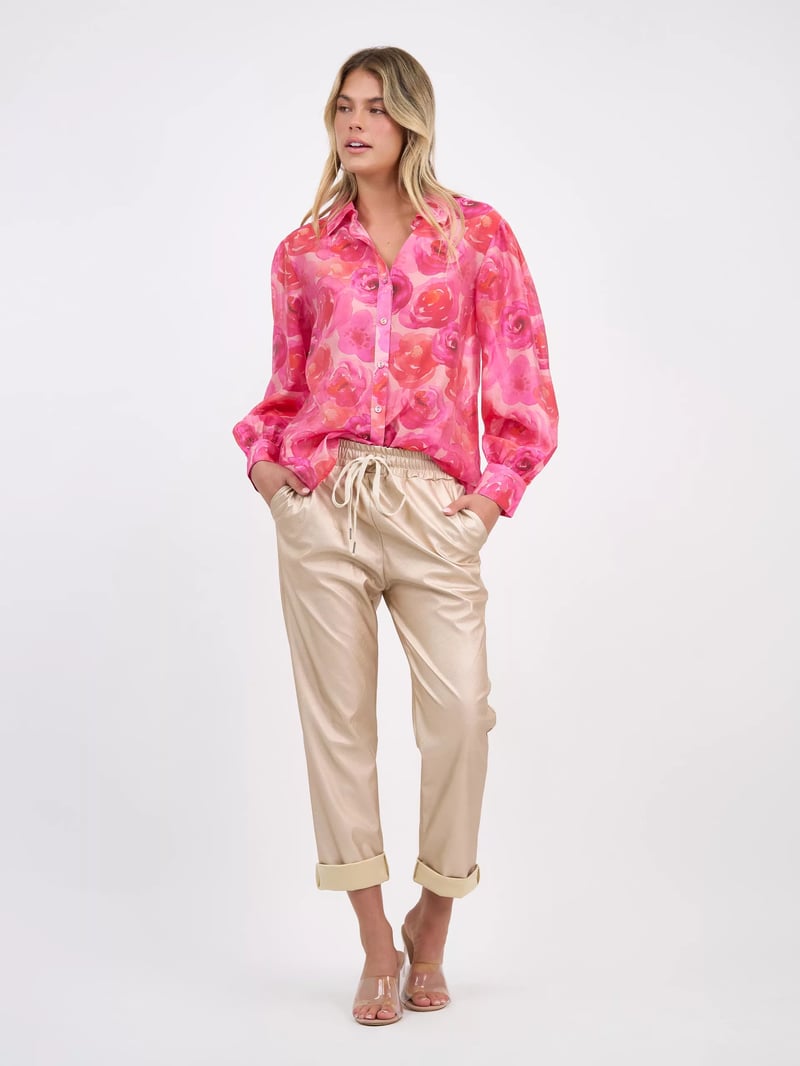 Relaxed Collared Shirt Red Liberty Rose