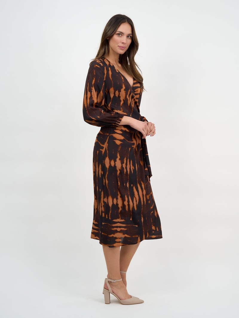 Viscose Wrap Dress Brown Dresses