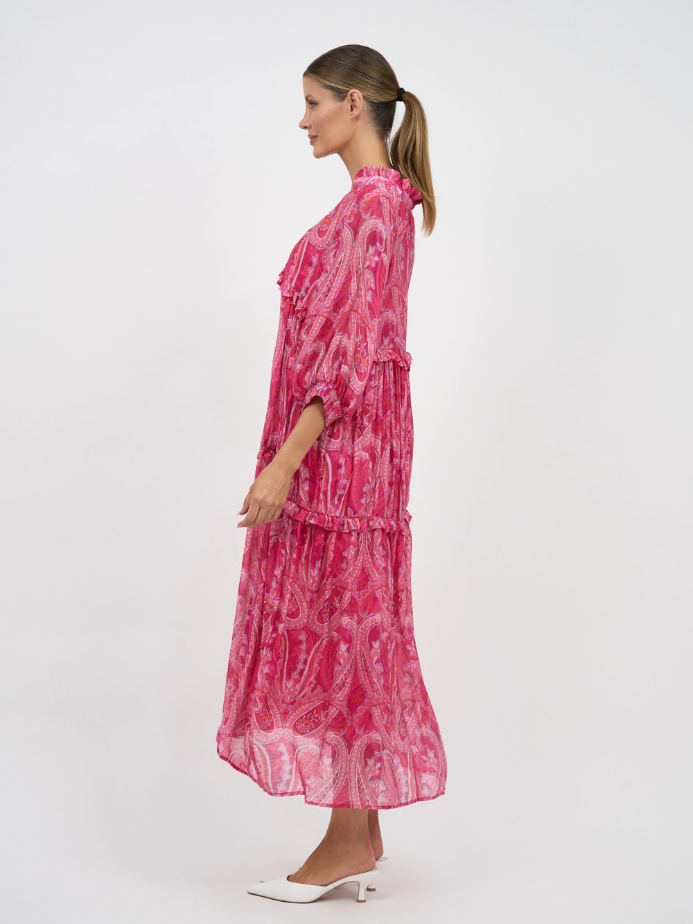 Tiered Midi Dress Pink Liberty Rose