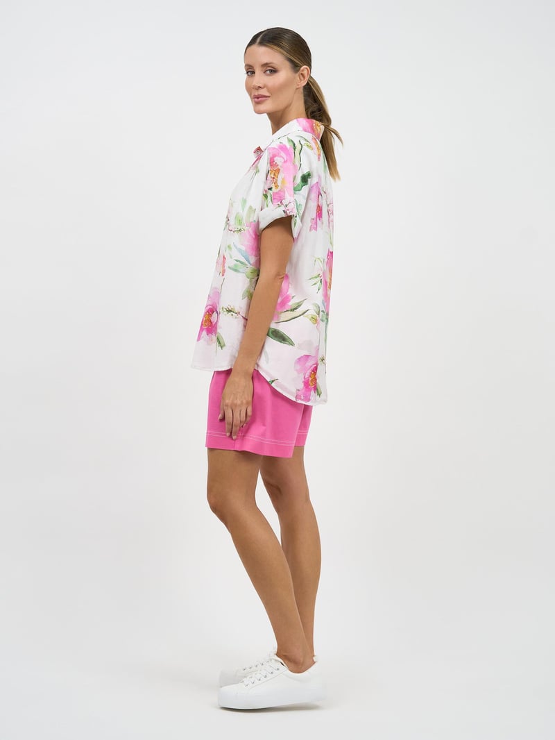 Elle Relaxed Bamboo Shirt White Liberty Rose