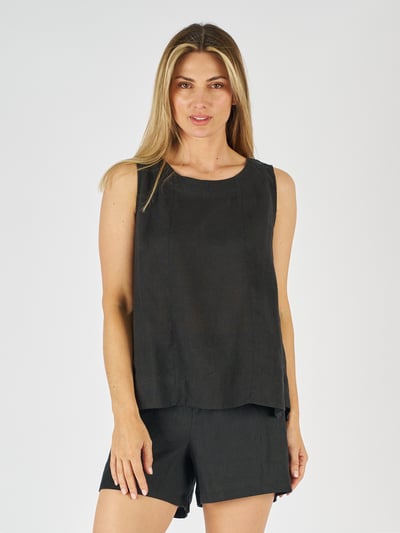 Button Detail Sleeveless Top Black Worthier