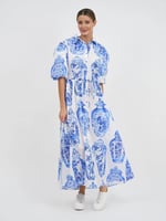 Maxi Cotton Shirt Dress Blue Liberty Rose