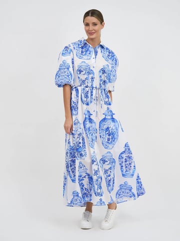 Maxi Cotton Shirt Dress Blue Liberty Rose