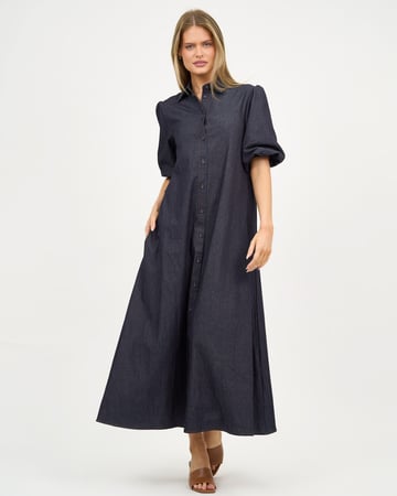 Maxi Light Denim Shirt Dress Dark Denim Liberty Rose