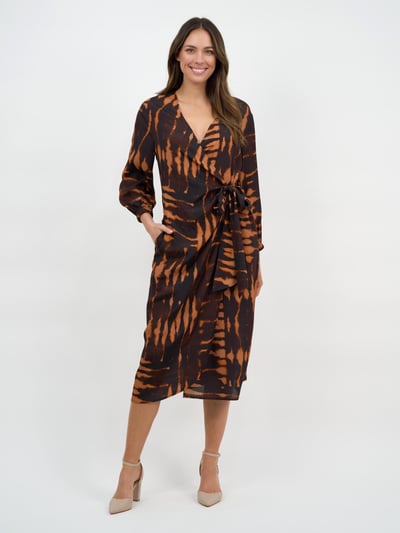 Viscose Wrap Dress Brown Dresses