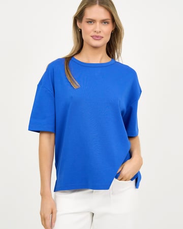 Cotton Jersey Relaxed Tee Royal Blue Liberty Rose