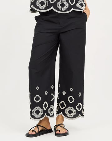 Embroidered Pant Black Liberty Rose