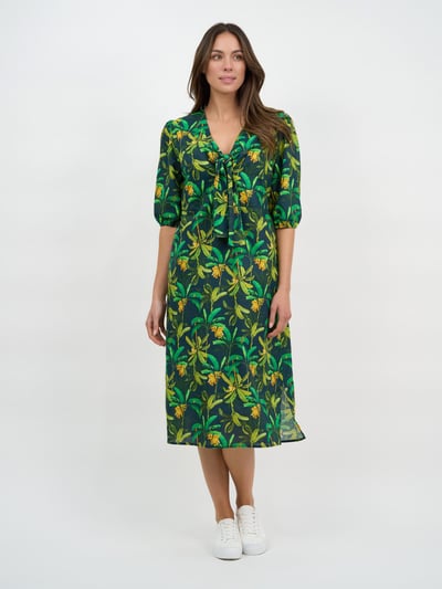 Tie Bust Linen Dress Green Liberty Rose