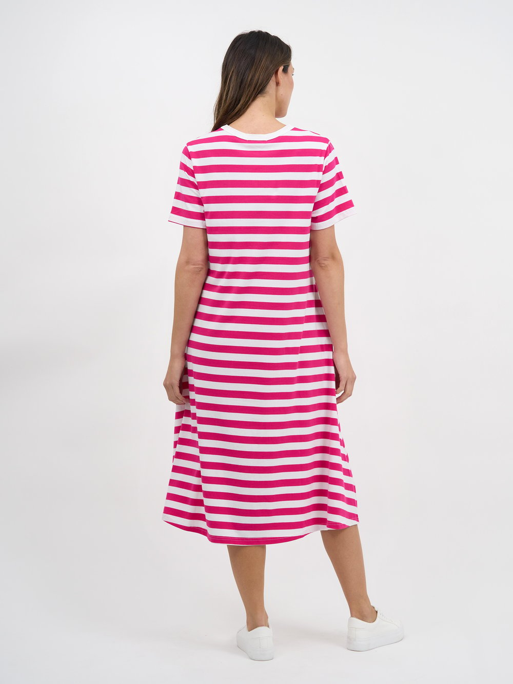 Cotton Jersey Stripe Dress Hot Pink Essentials