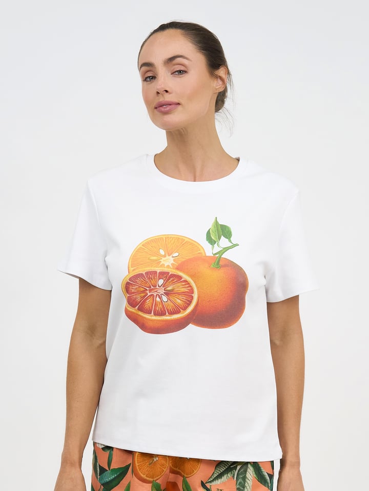 Print Cotton Tee Orange Essentials