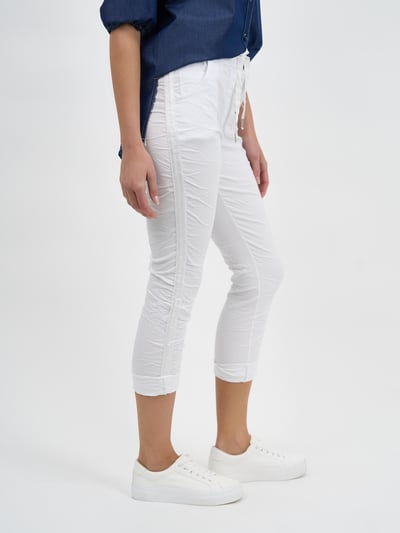 Tape Detail Stretch Pant White La Strada