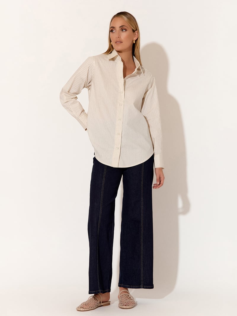 Striped Poplin Shirt Cream adorne