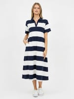Polo Cotton Jersey Stripe Dress Navy Liberty Rose
