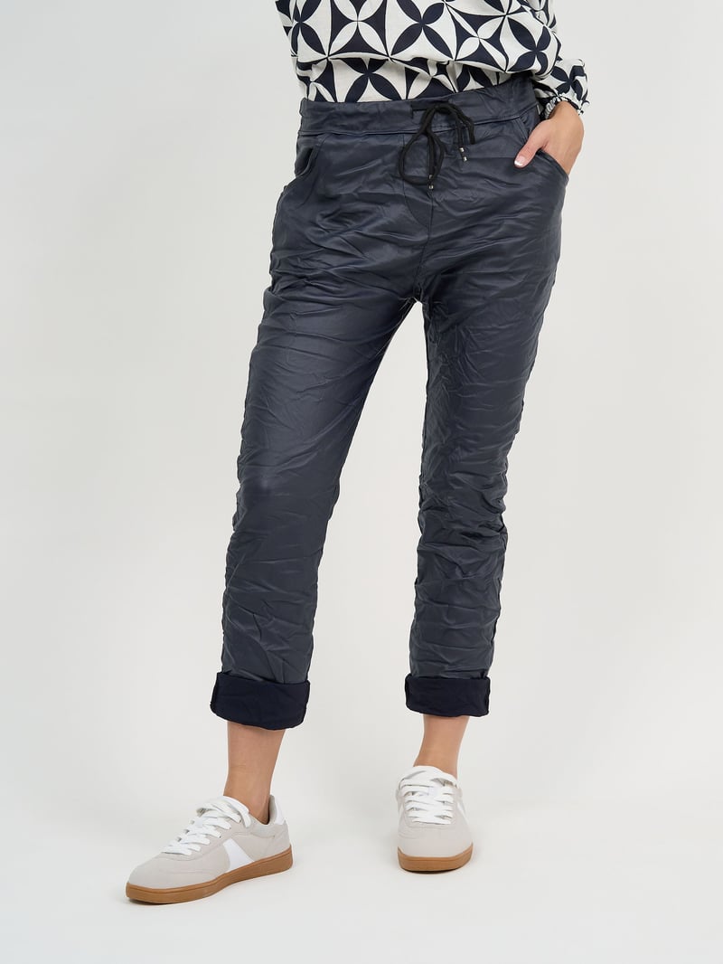 Wet Look Jogger Pant Navy La Strada