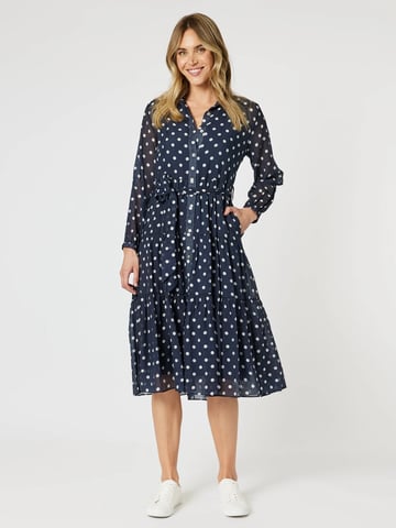 Sorrento Spot Button Dress Navy Gordon Smith
