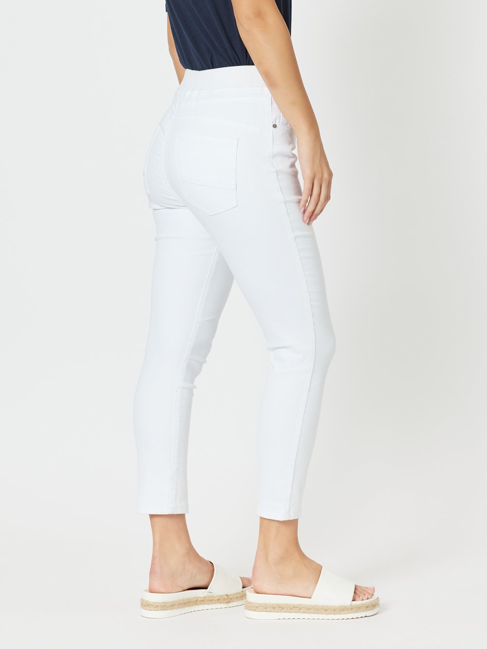 Stretch Pull On Jean White Threadz