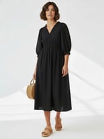 Gathered Neckline Midi Dress Sky Blue Liberty Rose