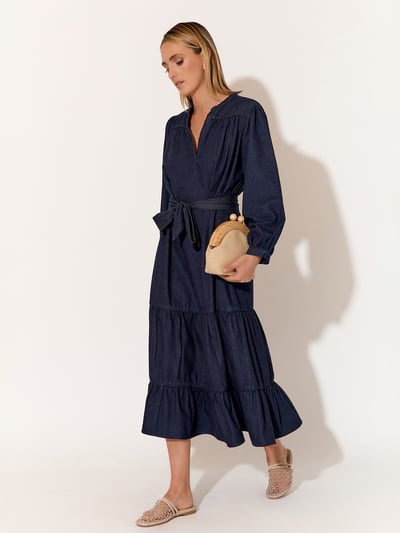 Tier Relaxed Denim Dress Denim adorne