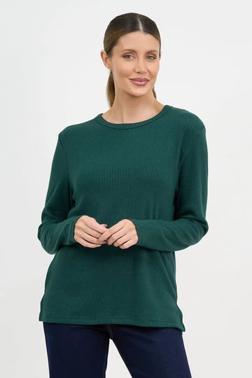 Metallic Ribbed Knit Top Emerald Liberty Rose