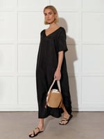 V-Neck Maxi Cupro Dress