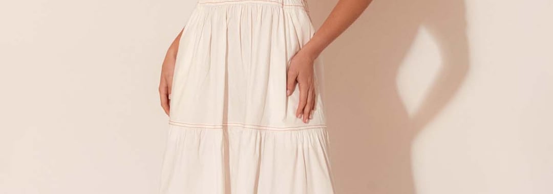 Vee Pleat Poplin Dress White Adorne