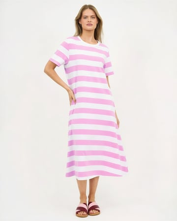 Cotton Jersey Stripe Dress Orchid Liberty Rose