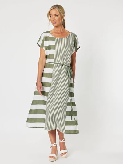 Patio Stripe Dress Khaki Gordon Smith