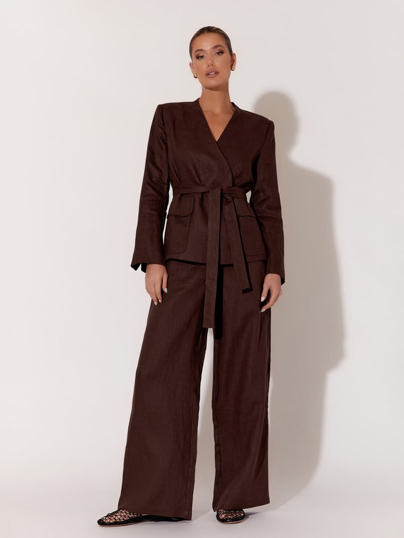 Linen Wrap Jacket Chocolate adorne