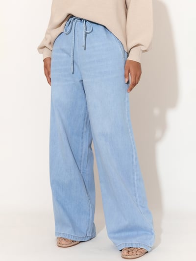 Drawstring Denim Pants Light Denim adorne