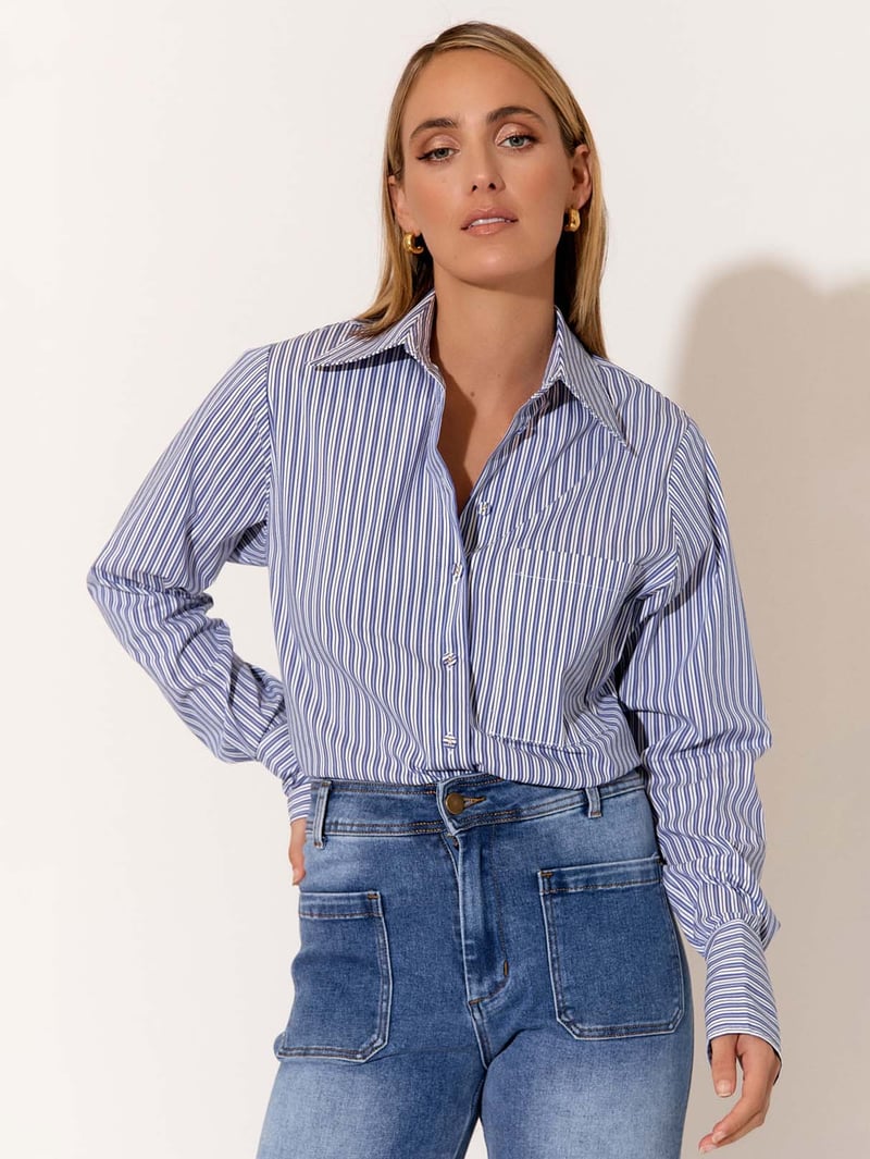 Poplin Long Sleeve Shirt Blue adorne