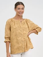 Relaxed Embroidered Shirt Camel Liberty Rose