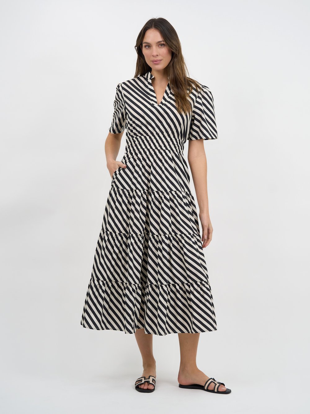 Tier Detail Dress Stripe Dresses