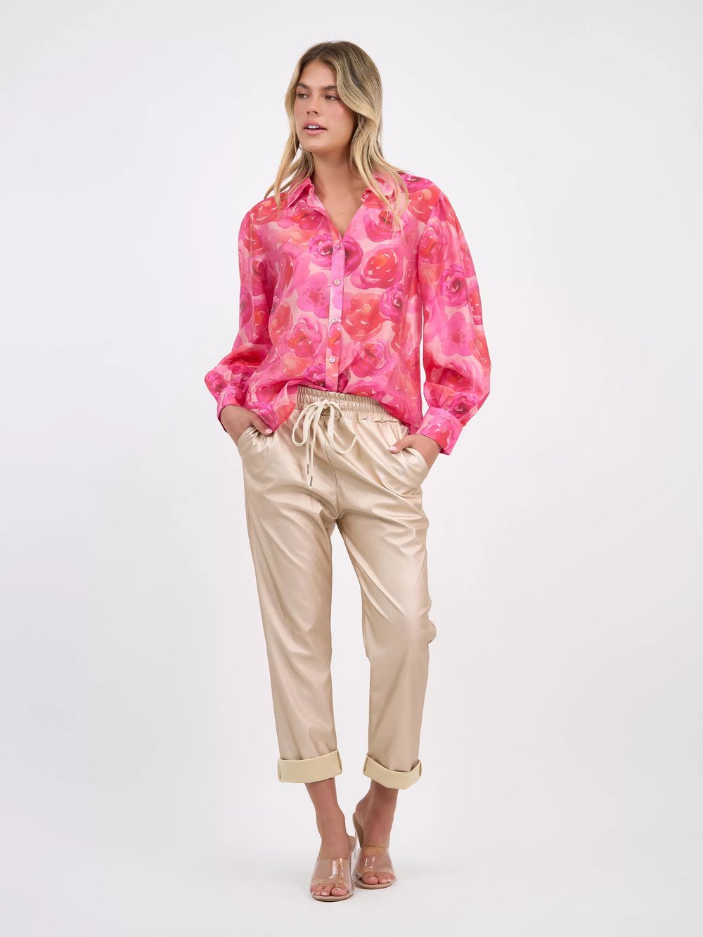 Relaxed Collared Shirt Red Liberty Rose