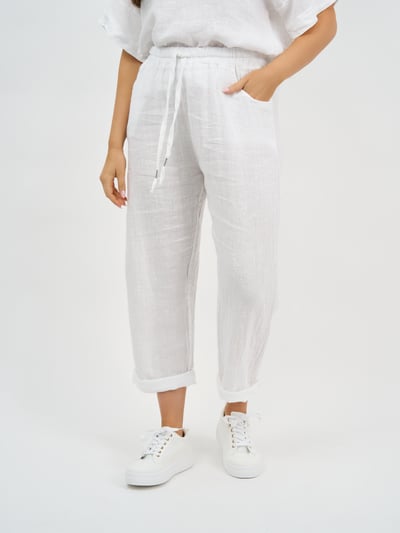 Linen Relaxed Pant White La Strada