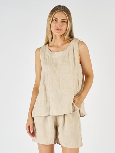 Button Detail Sleeveless Top Beige Worthier