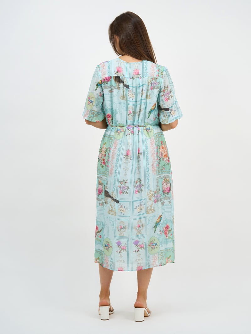 Tie Neckline Dress Blue Liberty Rose