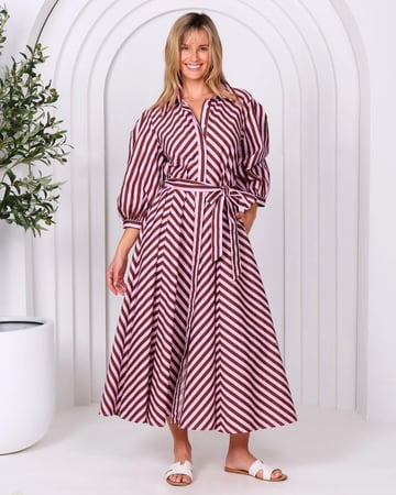 Bianca Belted Dress Chocolate Leoni