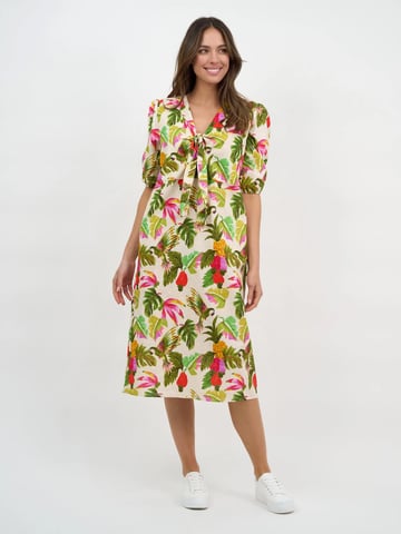 Tie Bust Linen Dress Khaki Liberty Rose