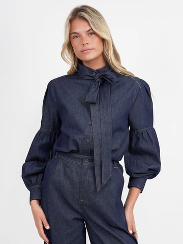 Bow Tie Denim Shirt Navy Liberty Rose