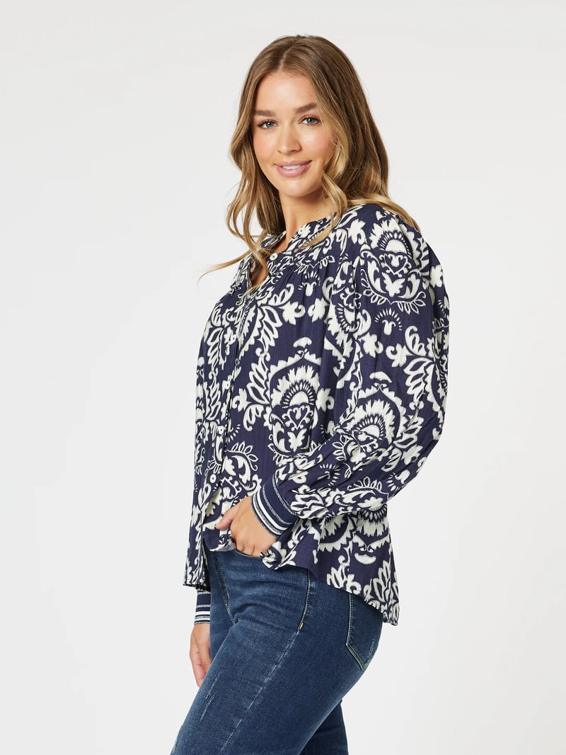 Emily Print Top Navy Threadz