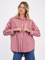 Striped Cotton Relaxed Shirt Blue Worthier