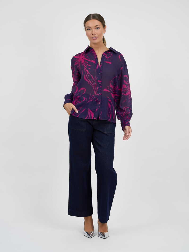 Relaxed Long Sleeve Shirt Navy Liberty Rose