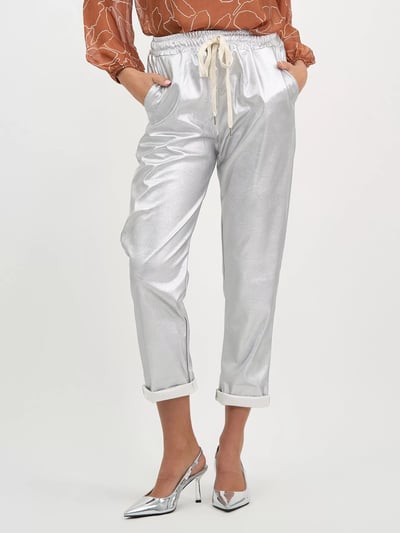 Metallic Finish Viscose Pant Silver La Strada