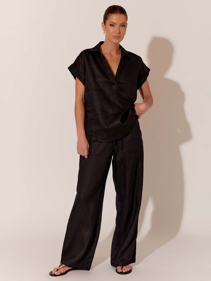 Relaxed Linen Pant Black adorne