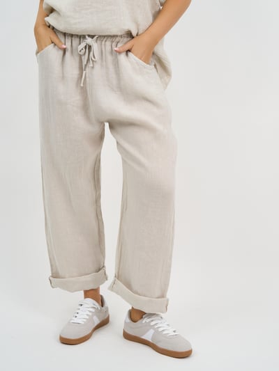 Linen Relaxed Pant Beige La Strada