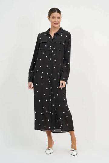 Relaxed Viscose Shirt Dress Black Liberty Rose