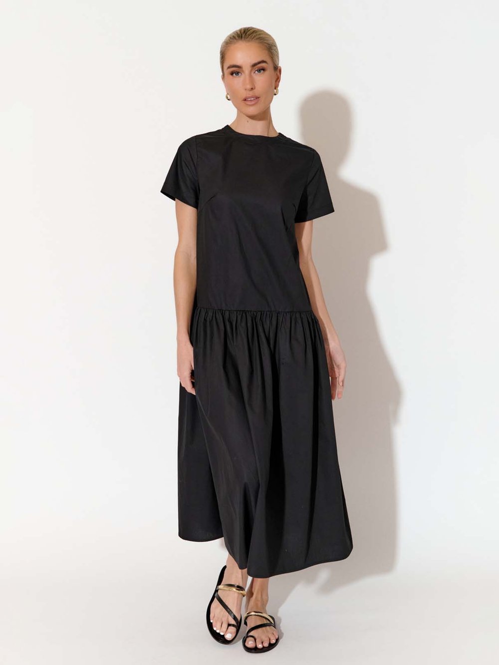 Poplin Maxi Dress Black Adorne