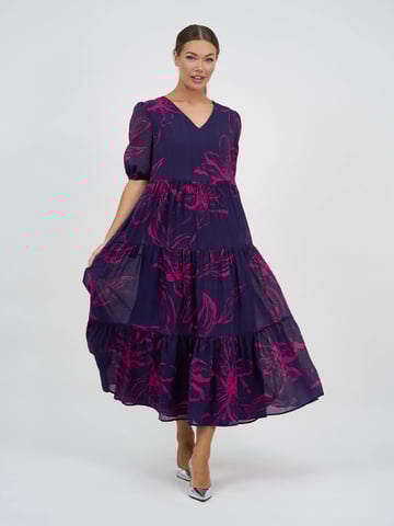 V-Neck Tier Maxi Dress Navy Liberty Rose