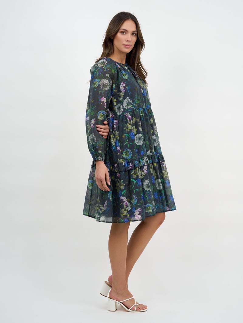 Tier Frill Relaxed Dress Navy Liberty Rose